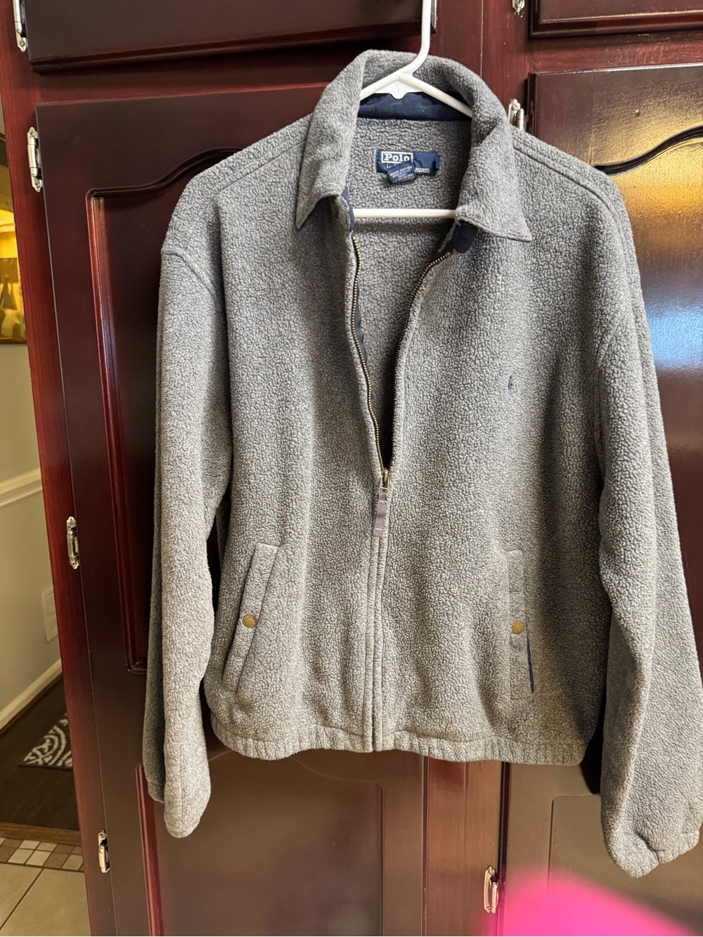 Ralph Lauren Gray Sherpa Zip-Up Shirt Jacket